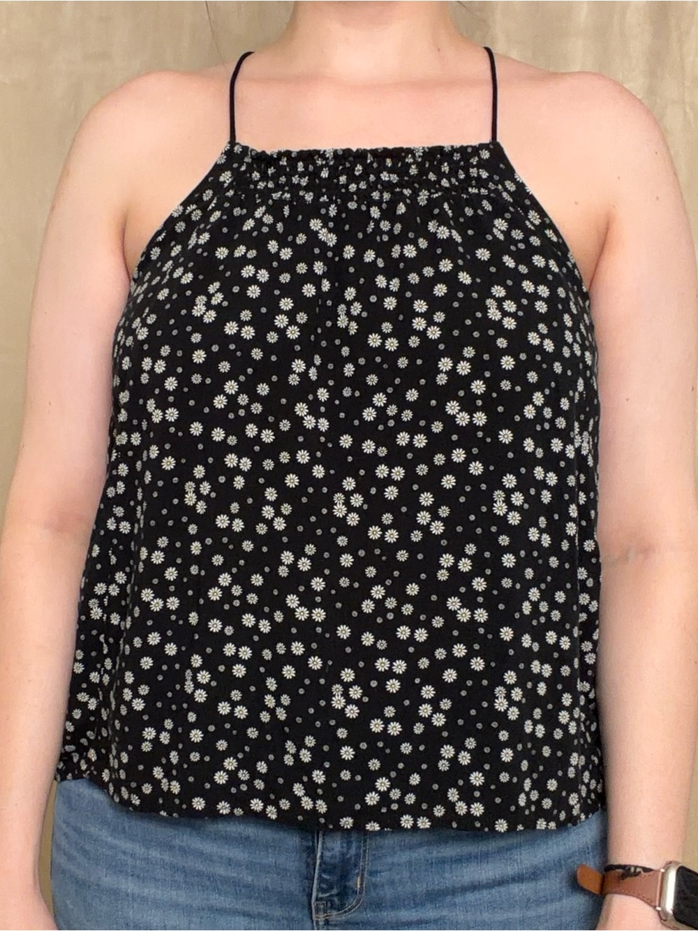 No Boundaries Black Daisy Print Tank
